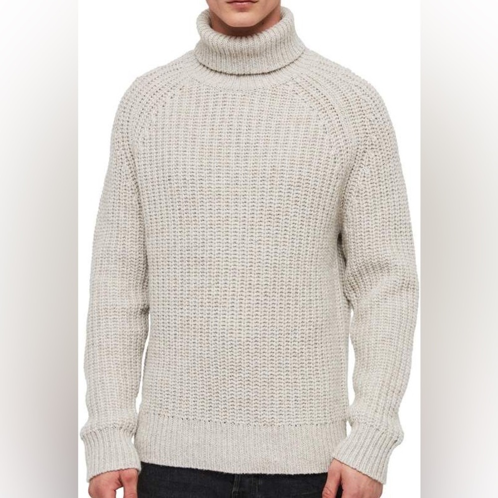 All saints men slim fit funnel neck knit sweater wool XS